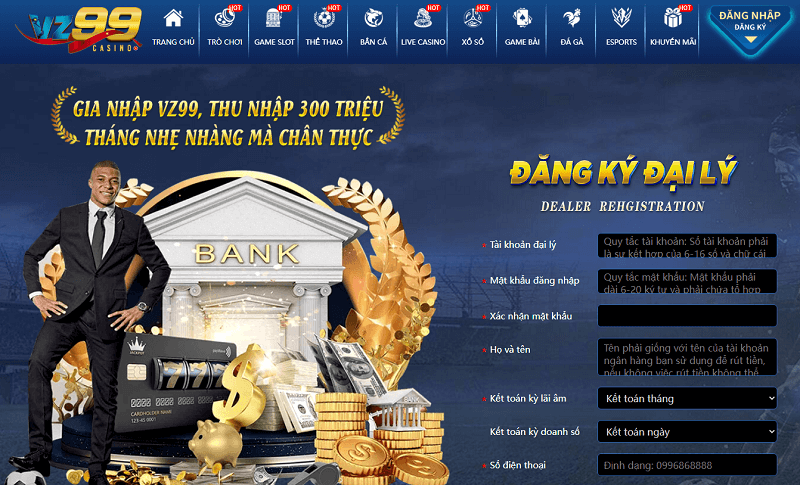 Hướng dẫn đăng ký ứng tuyển đại lý VZ99